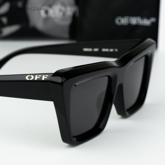 Off-White Men Sunglasses Black Grey Cat Eye OERI13L HAMPTON 1077 NEW AUTHENTIC - Picture 4 of 11